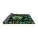 Sideview of Medallion Turquoise French Rug, tr469turq