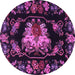 Round Medallion Purple French Rug, tr469pur