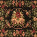 Square Medallion Brown French Rug, tr469brn