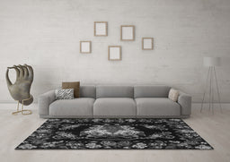 Machine Washable Medallion Gray French Rug in a Living Room,, wshtr469gry