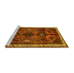 Sideview of Machine Washable Persian Yellow Traditional Rug, wshtr46yw