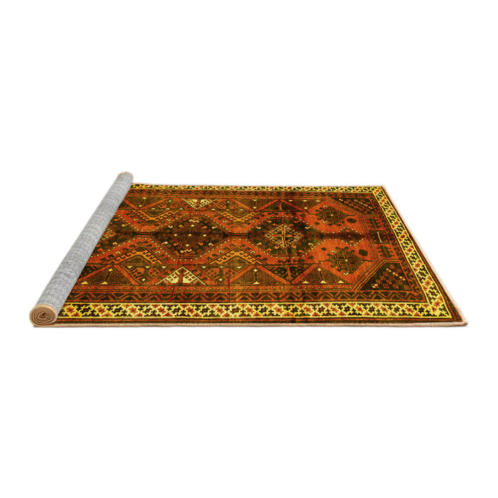 Sideview of Machine Washable Persian Yellow Traditional Rug, wshtr46yw