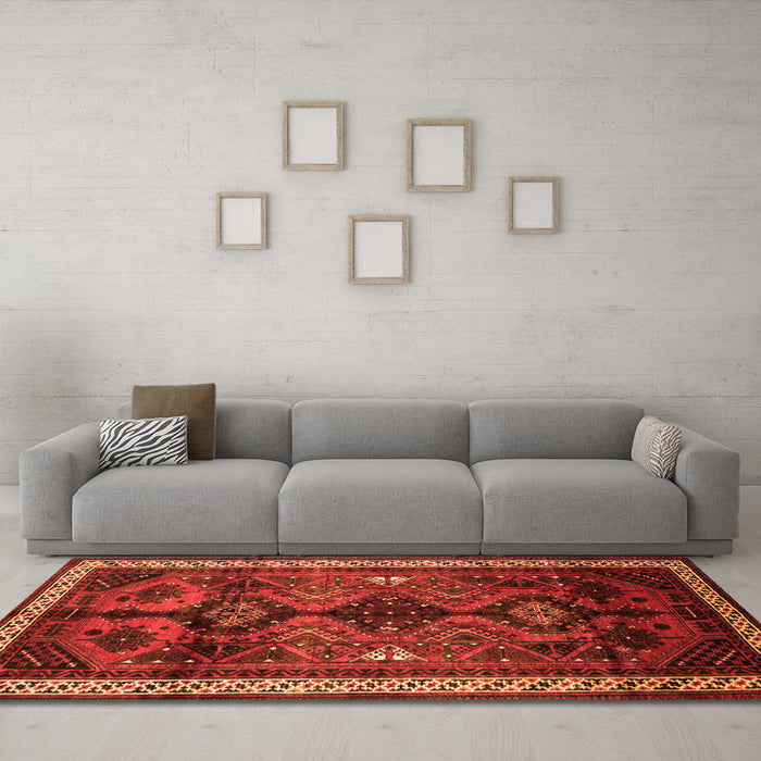 Machine Washable Persian Orange Traditional Area Rugs in a Living Room, wshtr46org