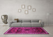 Machine Washable Persian Pink Traditional Rug in a Living Room, wshtr46pnk