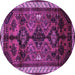 Round Machine Washable Persian Purple Traditional Area Rugs, wshtr46pur