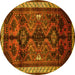 Round Persian Yellow Traditional Rug, tr46yw