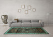 Machine Washable Persian Turquoise Traditional Area Rugs in a Living Room,, wshtr46turq