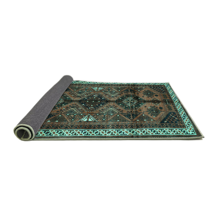Sideview of Persian Turquoise Traditional Rug, tr46turq