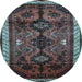 Round Persian Light Blue Traditional Rug, tr46lblu