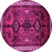 Round Machine Washable Persian Pink Traditional Rug, wshtr46pnk