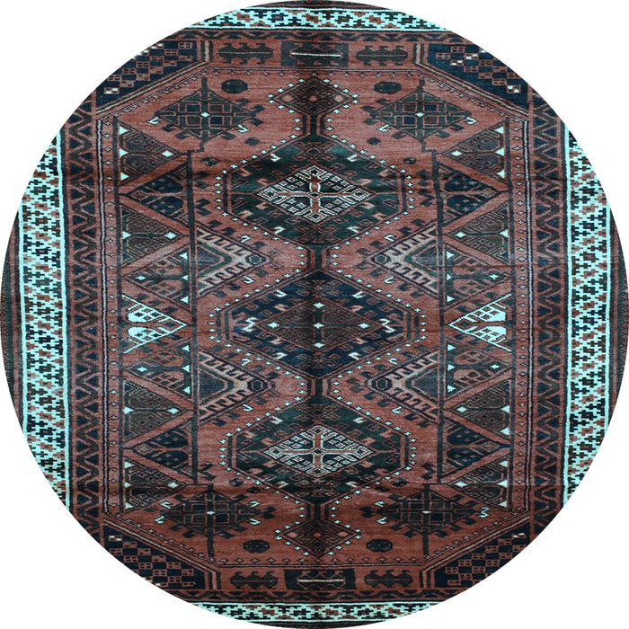 Round Machine Washable Persian Light Blue Traditional Rug, wshtr46lblu