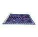 Sideview of Machine Washable Persian Blue Traditional Rug, wshtr46blu