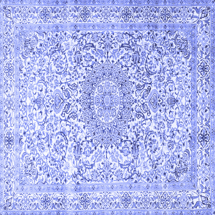 Square Machine Washable Persian Blue Traditional Rug, wshtr4700blu