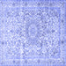 Square Machine Washable Persian Blue Traditional Rug, wshtr4700blu