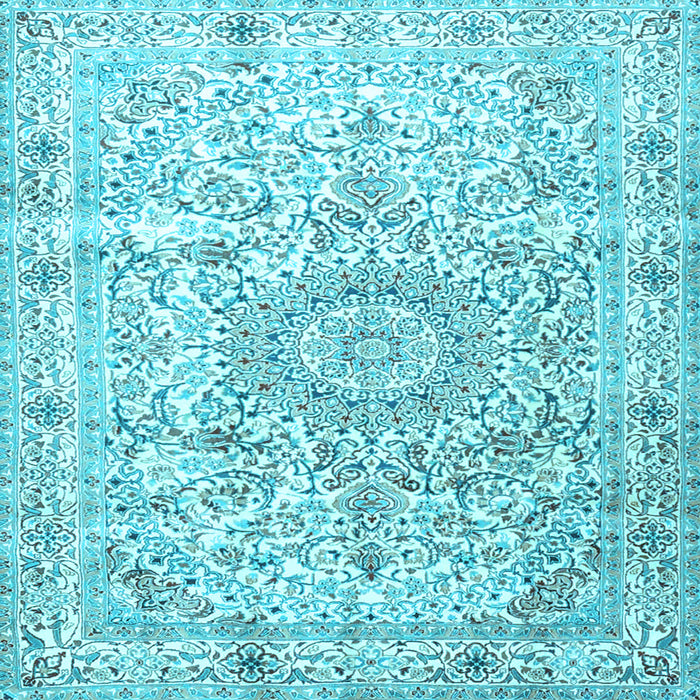 Square Machine Washable Persian Light Blue Traditional Rug, wshtr4700lblu