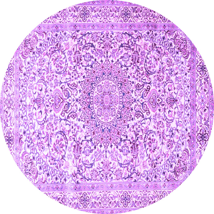 Round Machine Washable Persian Purple Traditional Area Rugs, wshtr4700pur
