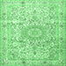 Square Machine Washable Persian Emerald Green Traditional Area Rugs, wshtr4700emgrn
