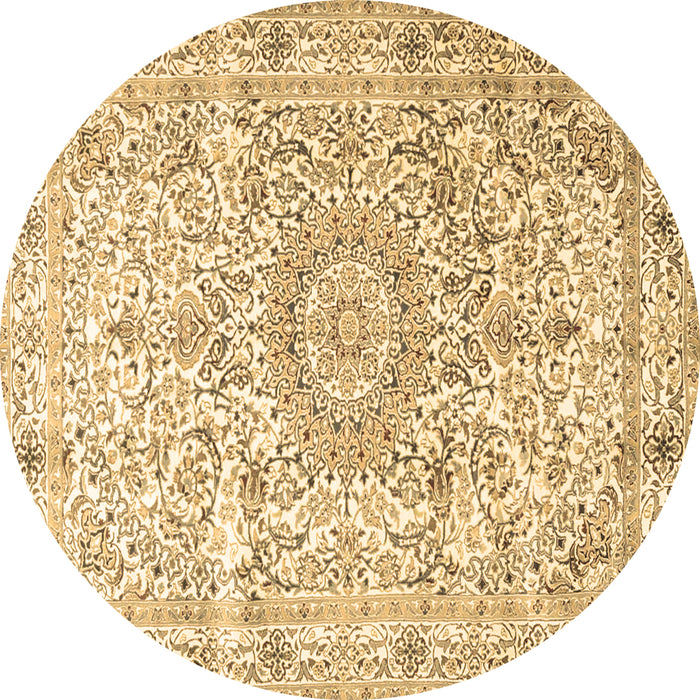 Round Machine Washable Persian Brown Traditional Rug, wshtr4700brn