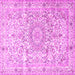 Square Machine Washable Persian Pink Traditional Rug, wshtr4700pnk