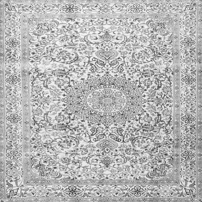 Round Machine Washable Persian Gray Traditional Rug, wshtr4700gry