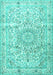Machine Washable Persian Turquoise Traditional Area Rugs, wshtr4700turq