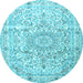 Round Persian Light Blue Traditional Rug, tr4700lblu