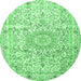 Round Persian Emerald Green Traditional Rug, tr4700emgrn