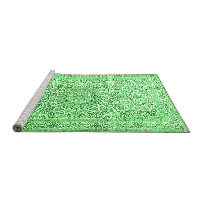 Sideview of Machine Washable Persian Emerald Green Traditional Area Rugs, wshtr4700emgrn