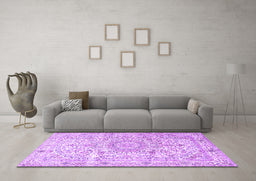 Machine Washable Persian Purple Traditional Area Rugs in a Living Room, wshtr4700pur
