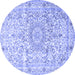 Round Machine Washable Persian Blue Traditional Rug, wshtr4700blu