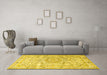 Machine Washable Persian Yellow Traditional Rug in a Living Room, wshtr4700yw