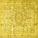 Square Machine Washable Persian Yellow Traditional Rug, wshtr4700yw