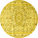 Round Persian Yellow Traditional Rug, tr4700yw