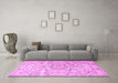 Machine Washable Persian Pink Traditional Rug in a Living Room, wshtr4700pnk