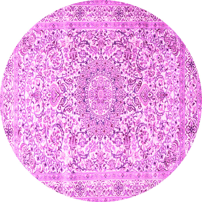 Round Machine Washable Persian Pink Traditional Rug, wshtr4700pnk