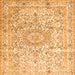Round Machine Washable Persian Orange Traditional Area Rugs, wshtr4700org