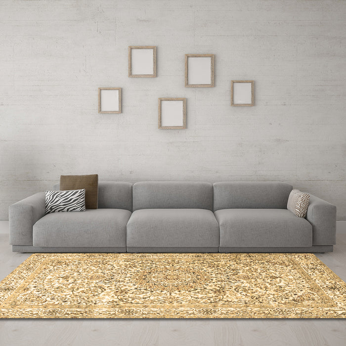 Machine Washable Persian Brown Traditional Rug in a Living Room,, wshtr4700brn