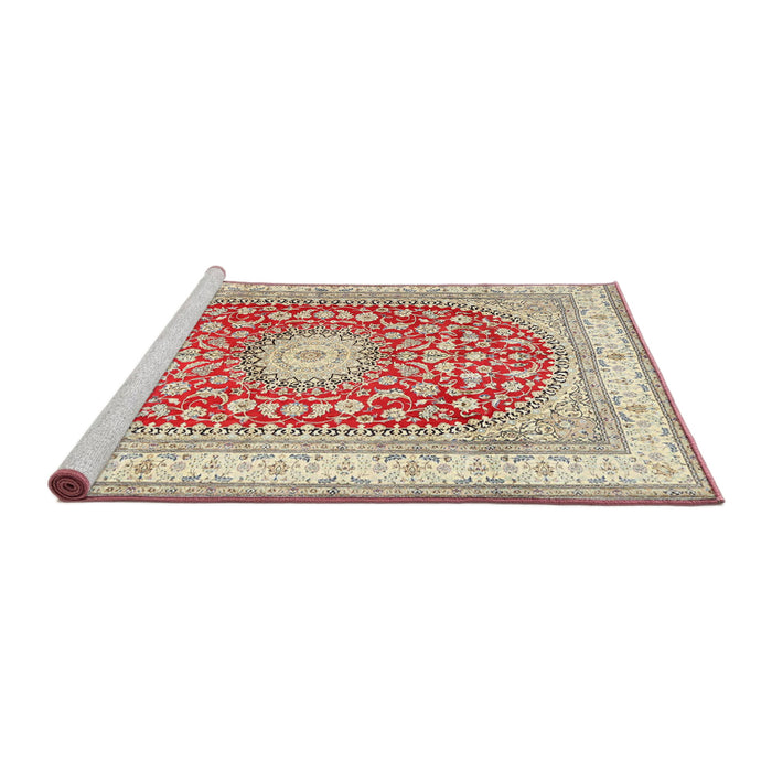 Sideview of Machine Washable Traditional Rust Pink Rug, wshtr4701