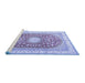 Sideview of Machine Washable Persian Blue Traditional Rug, wshtr4701blu