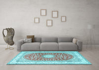 Machine Washable Persian Light Blue Traditional Rug, wshtr4701lblu