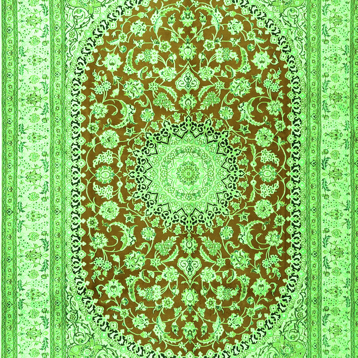 Serging Thickness of Machine Washable Persian Green Traditional Area Rugs, wshtr4701grn