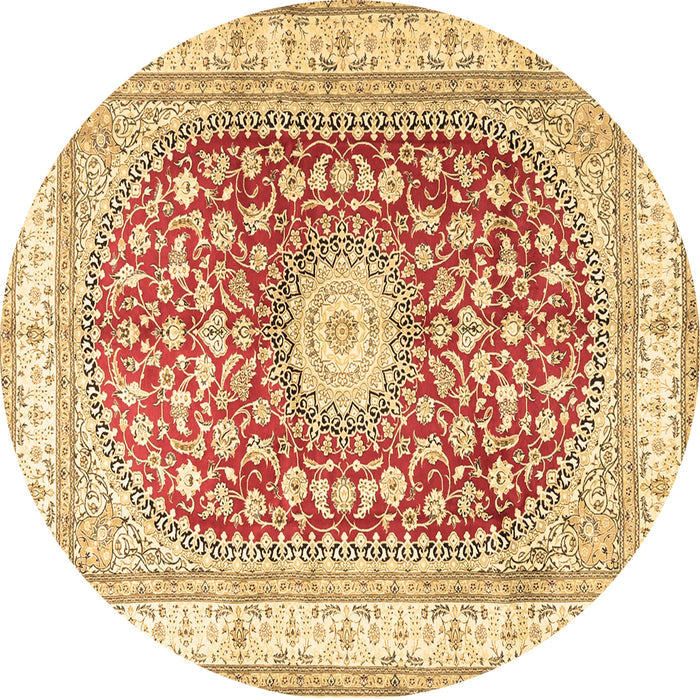 Round Machine Washable Persian Brown Traditional Rug, wshtr4701brn