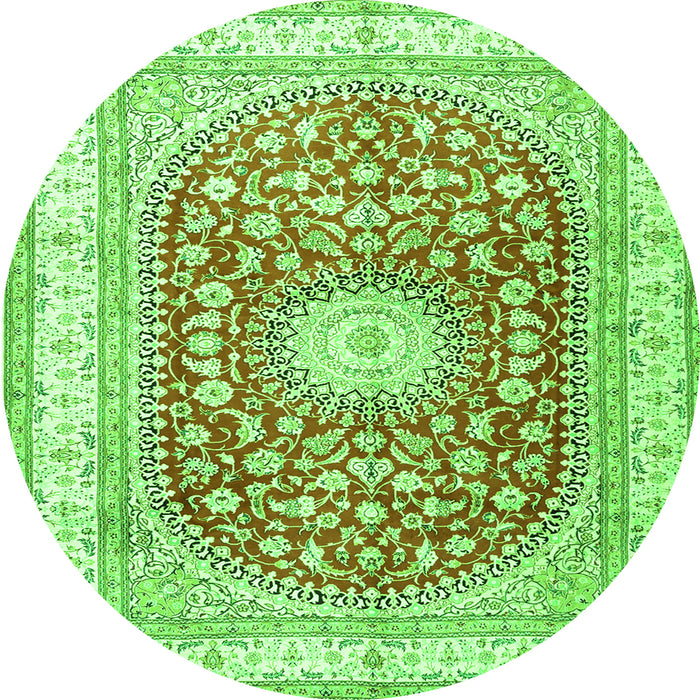 Square Persian Green Traditional Rug, tr4701grn