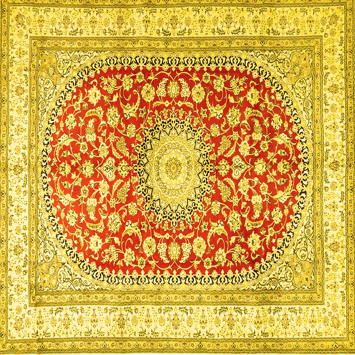 Square Persian Yellow Traditional Rug, tr4701yw