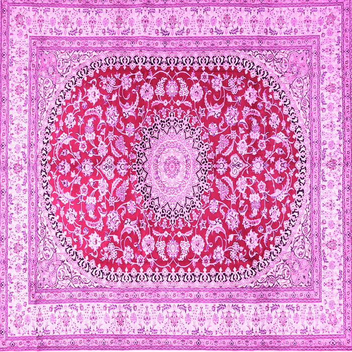 Square Machine Washable Persian Pink Traditional Rug, wshtr4701pnk