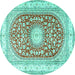 Round Persian Turquoise Traditional Rug, tr4701turq