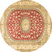 Round Persian Brown Traditional Rug, tr4701brn