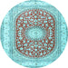 Round Persian Light Blue Traditional Rug, tr4701lblu