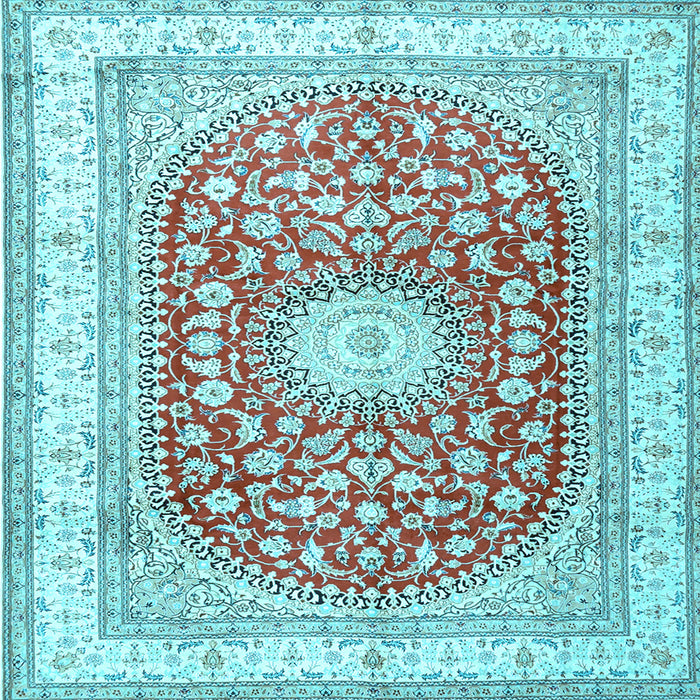 Square Machine Washable Persian Light Blue Traditional Rug, wshtr4701lblu