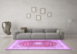 Machine Washable Persian Purple Traditional Area Rugs in a Living Room, wshtr4701pur